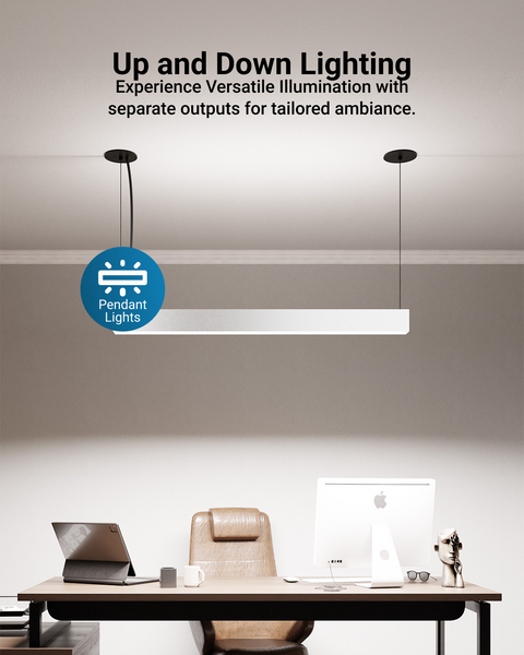 Super Light Down シングルロング 150×210cm 4ft LED Linear Pendant Selectable Up/Down Light, White, 57W, 6300