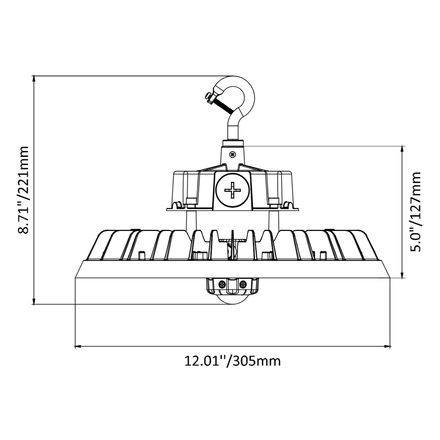 UFO High Bay LED Fixture, 240W/200W/150W, Selectable Wattage & CCT, 37400 Lumens