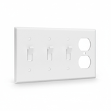 Enerlites Combination Four-Gang Wall Plate – 3 Toggles and Duplex Receptacle