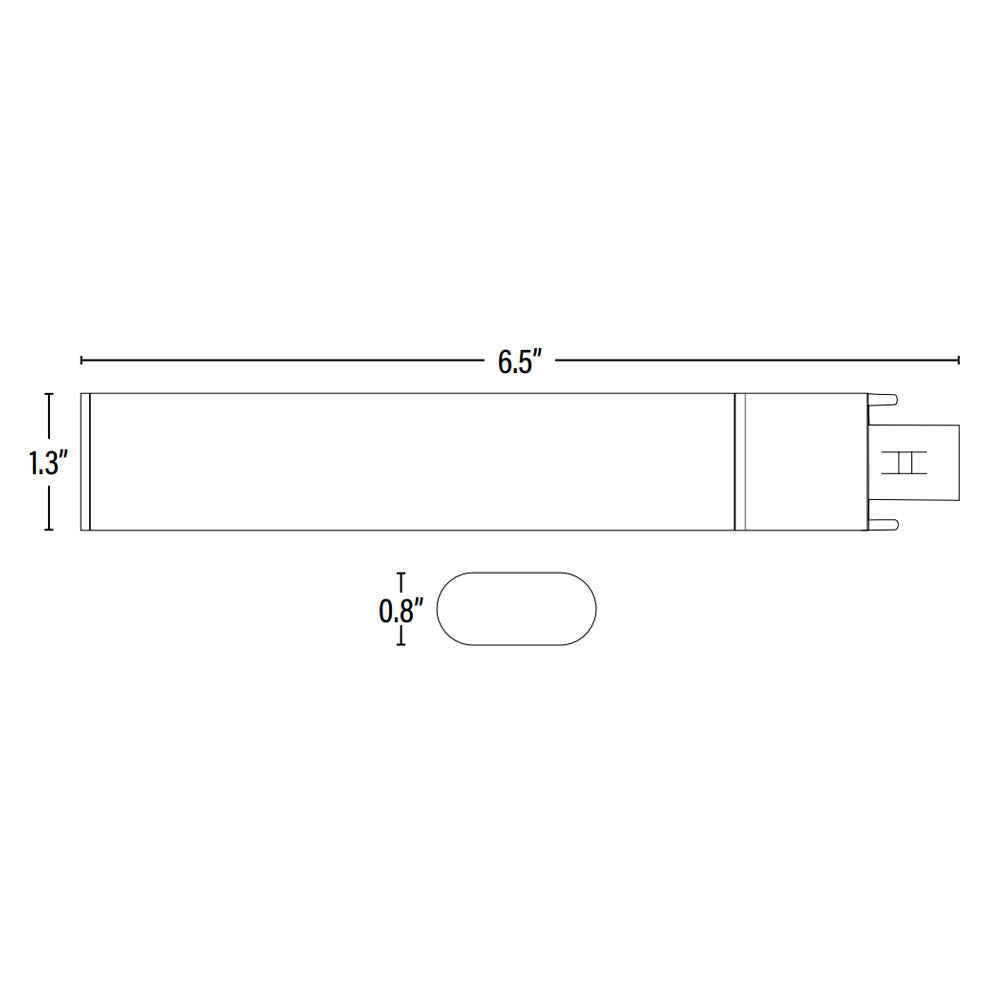 LED PL Retrofit Lamp, G23 2 Pin, 450 Lumens, Dimensions