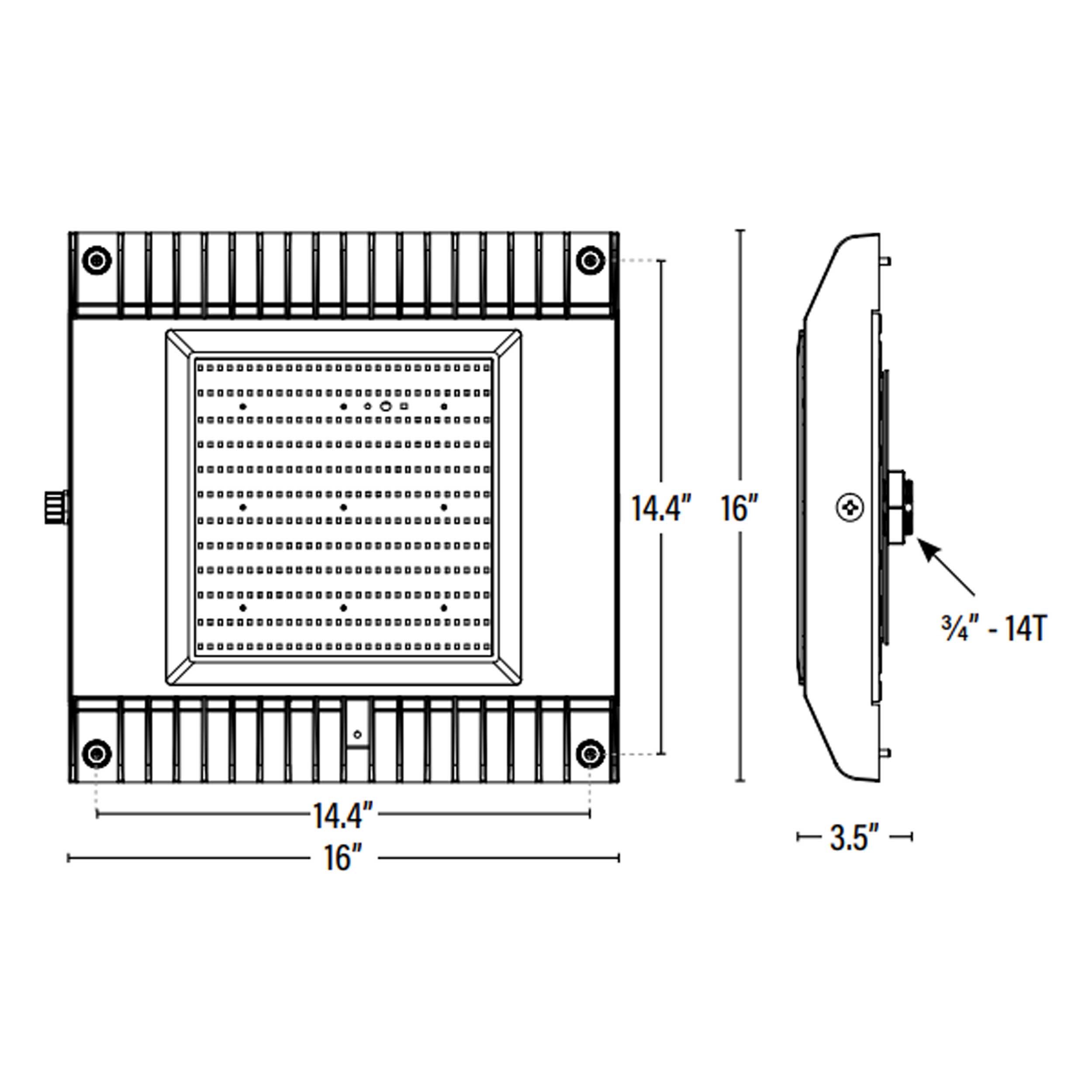 LED Canopy Light, 80W-150W, Selectable Wattage, 22650 Lumens dimensions