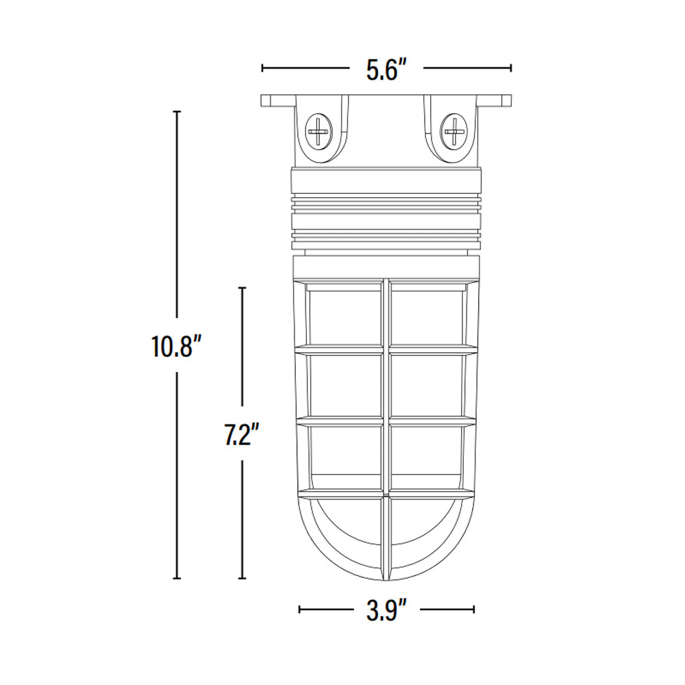 LED Vapor Tight Jelly Jar, Ceiling Mount, 14W, 2620 Lumens, Dimensions