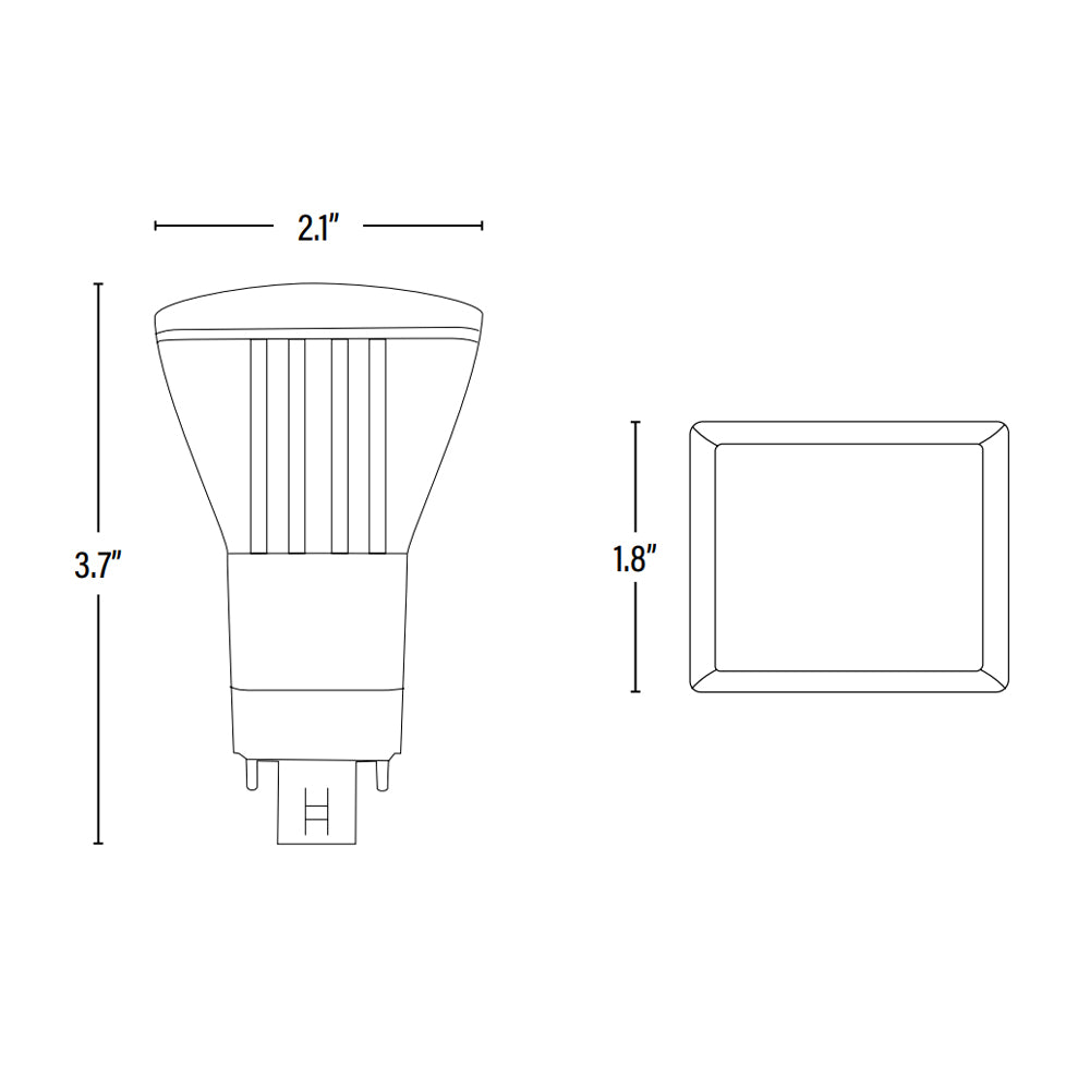 LED PL Retrofit Lamp, G24q 4 Pin/V, 950 Lumens, Vertical