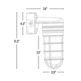 LED Vapor Tight Jelly Jar, Wall Mount, 14W, 2620 Lumens dimensions