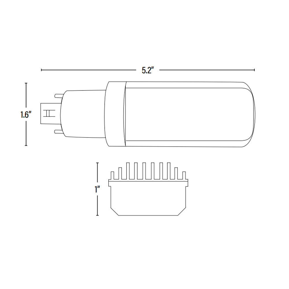 LED PL Retrofit Lamp, G24q 4 Pin/H, 950 Lumens, Horizontal