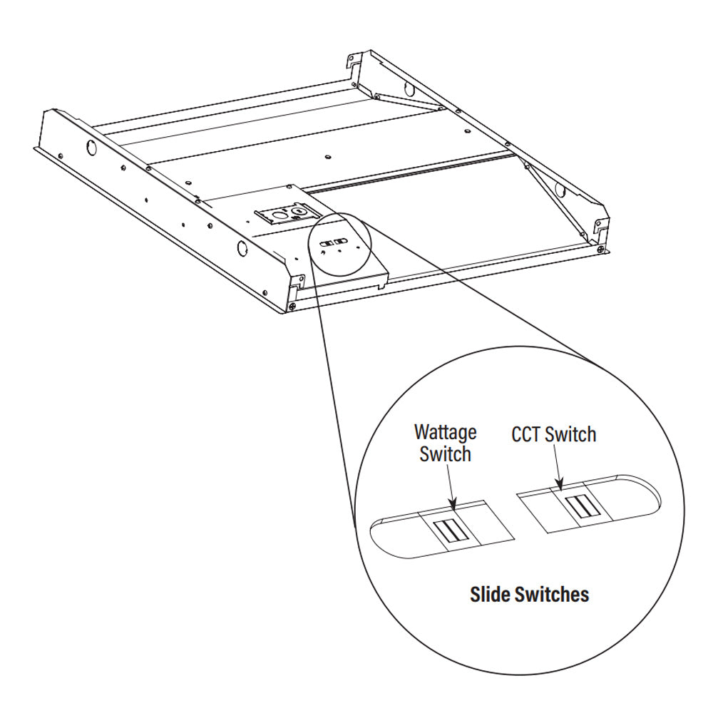 LED Center Basket Troffer, 35W/25W/18W, 1x4, Selectable Wattage & CCT, 4300 Lumens