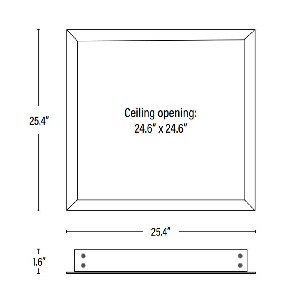 2x2 Flange Kit dimensions