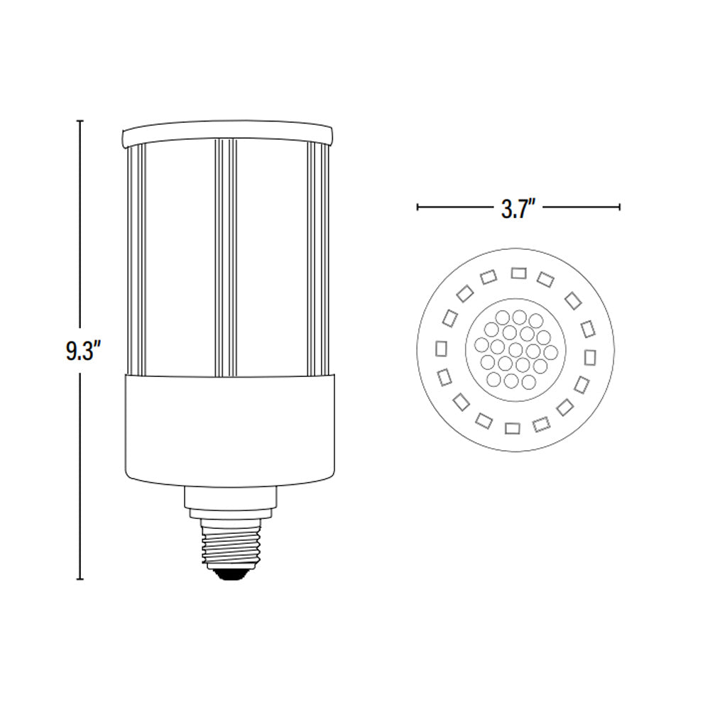 LED Corn Bulb, 45W, 5850 Lumens, dimensions