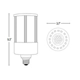 LED Corn Bulb, 45W, 5850 Lumens, dimensions