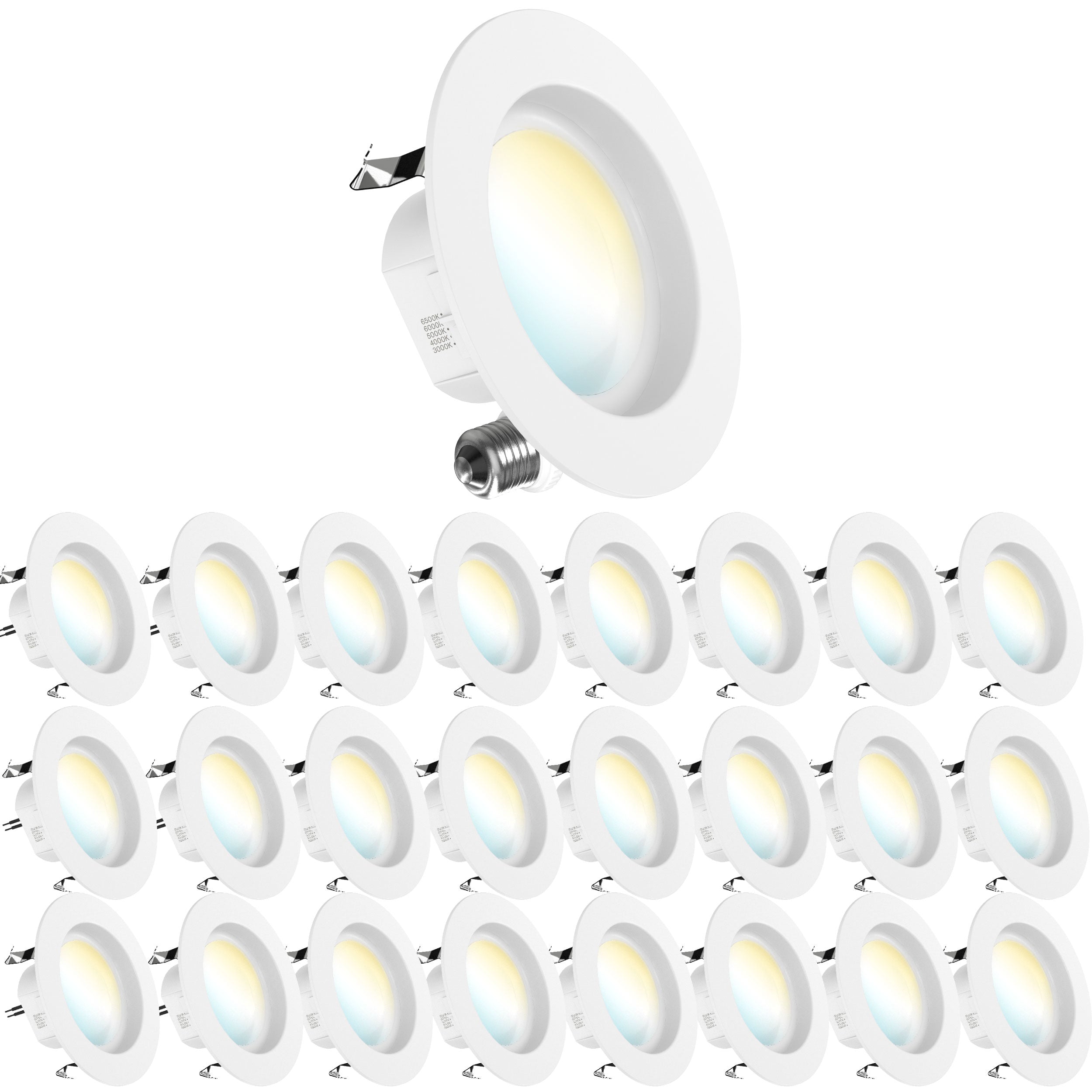 Recessed LED Retrofit Lighting, 4 Inch, Smooth, Selectable CCT (3000K-6500K), 660 Lumens