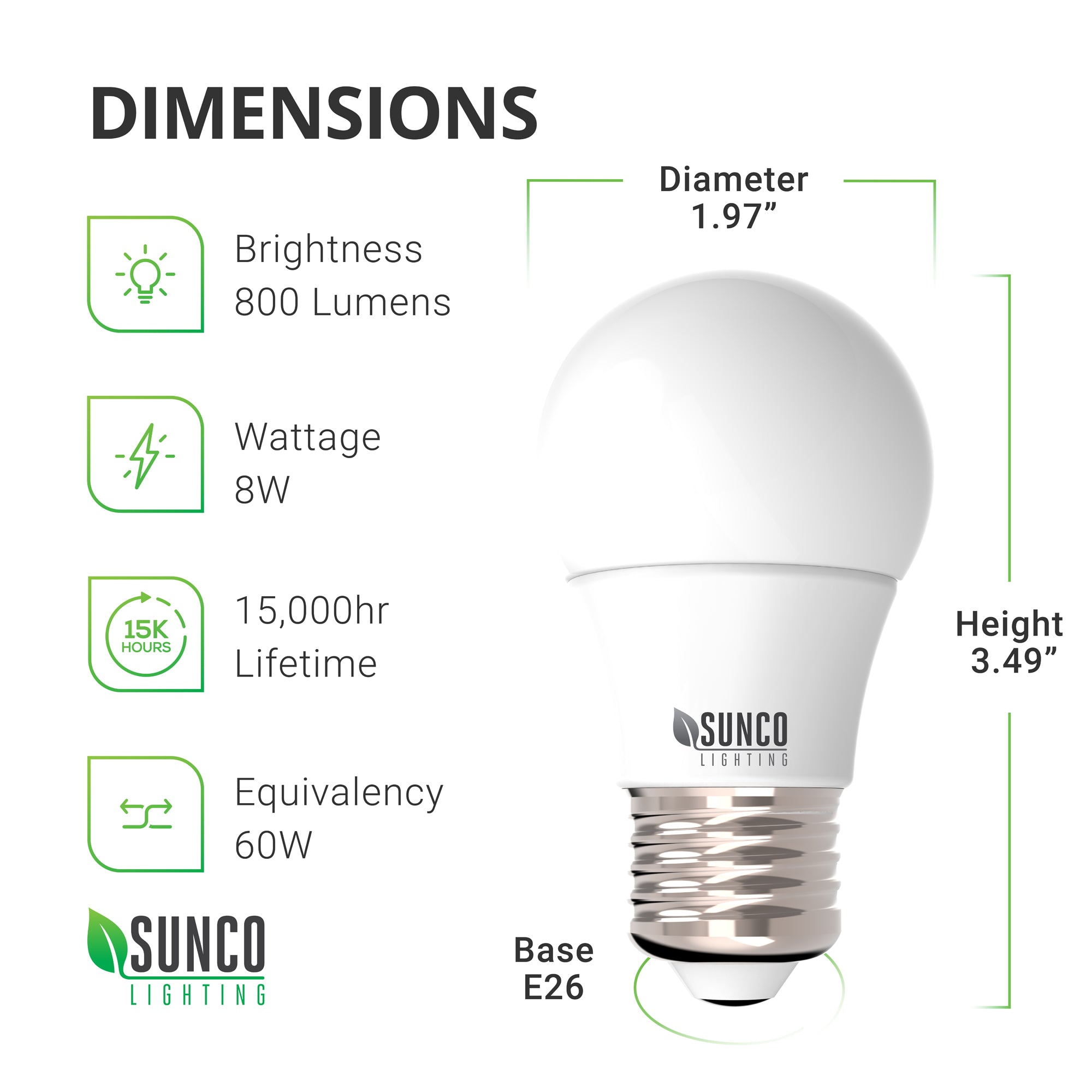 A15 LED Bulb, 800 Lumens