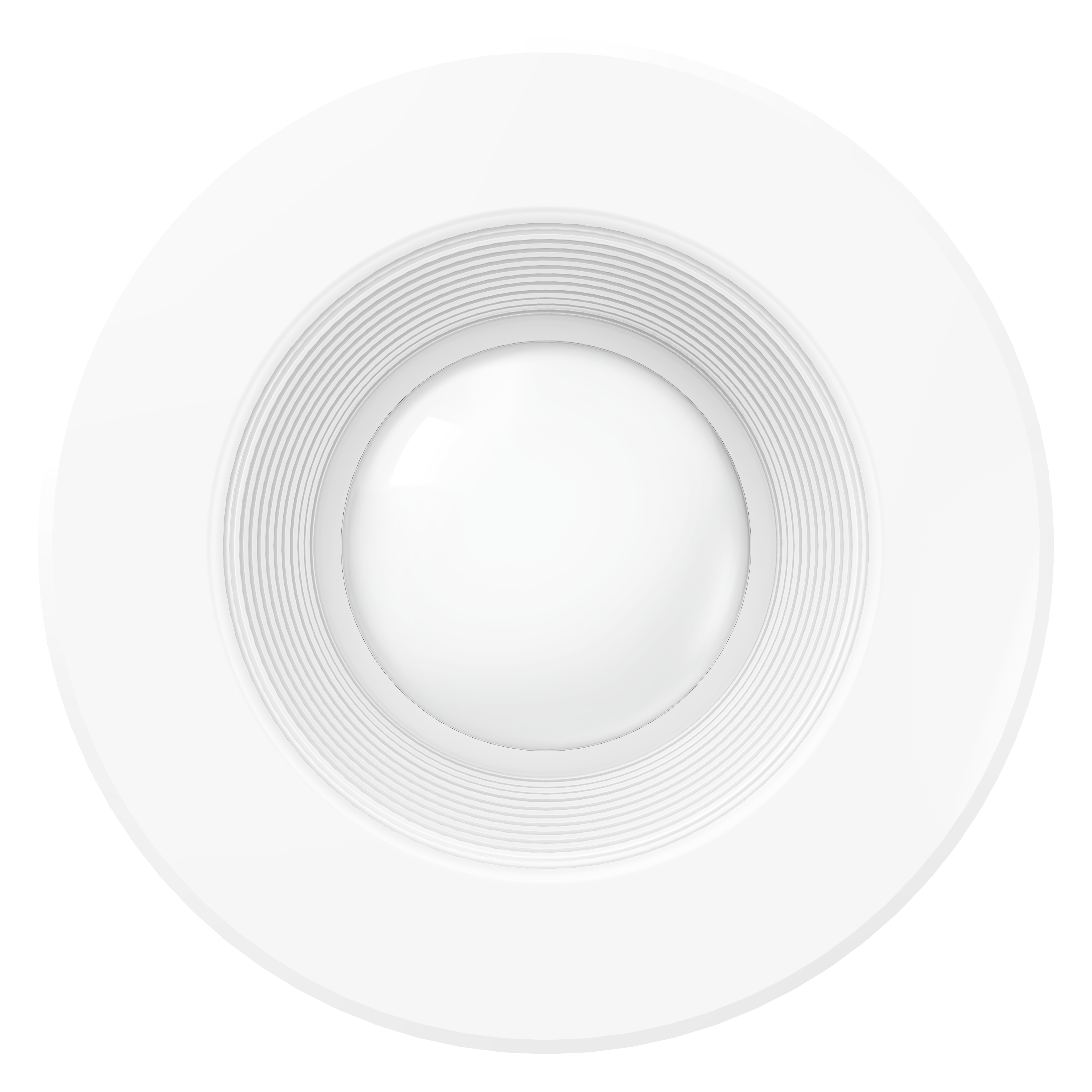 This image shows the 5/6-inch retrofit downlight seen from below. The wide exterior trim and baffle trim surrounds the LED lens in the center. The evenly spaced baffle trim helps minimize glare and provide a softer light quality. This 1050lm light fixture has a long life with 35,000 lifetime hours. It is a 13W LED with a 75W equivalency.