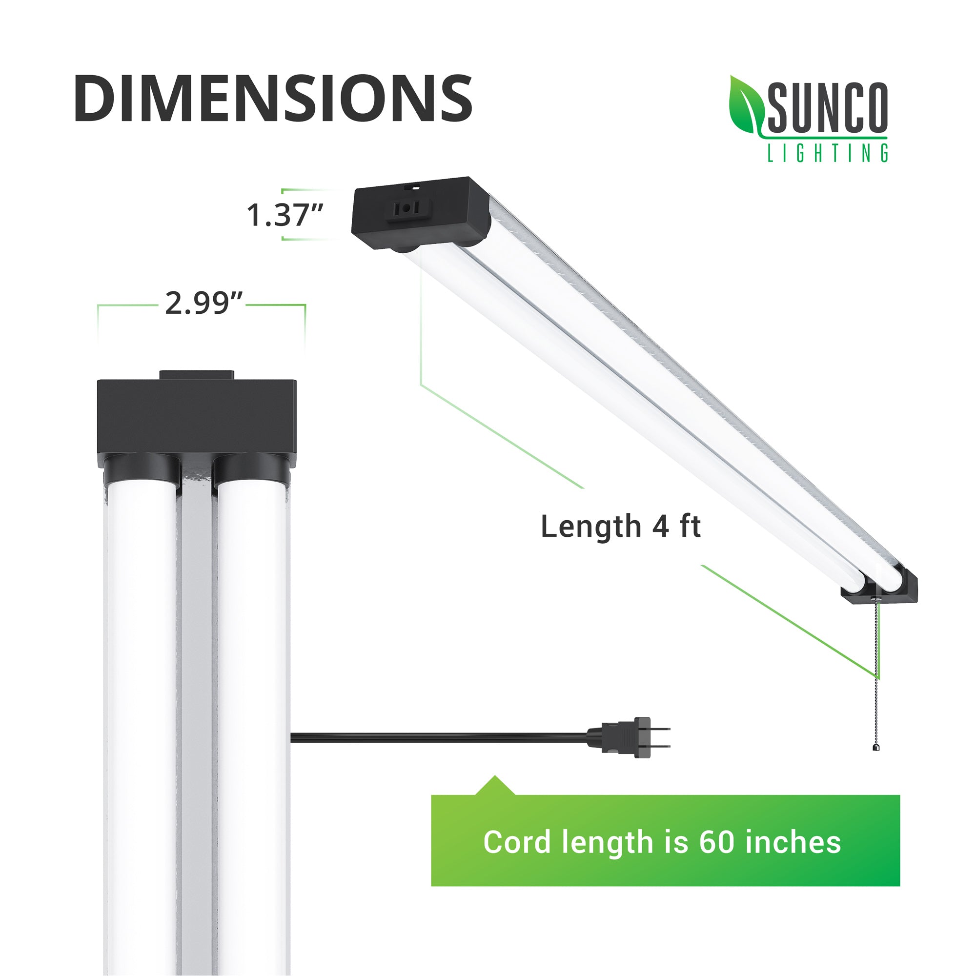 LED Shop Light, 4ft, Industrial, Frosted, Plug & Play, 4100 Lumens