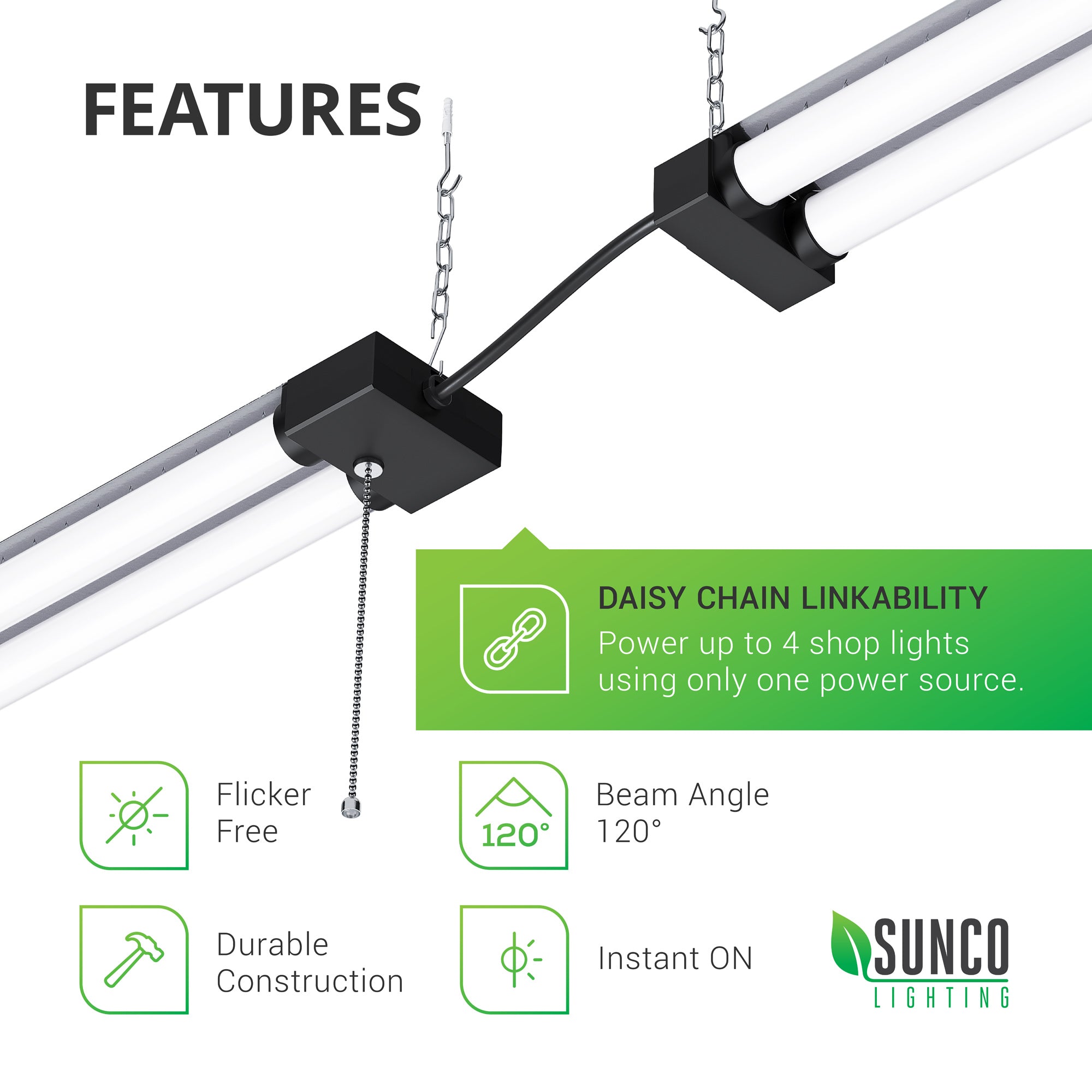 LED Shop Light, 4ft, Industrial, Frosted, Plug & Play, 4100 Lumens
