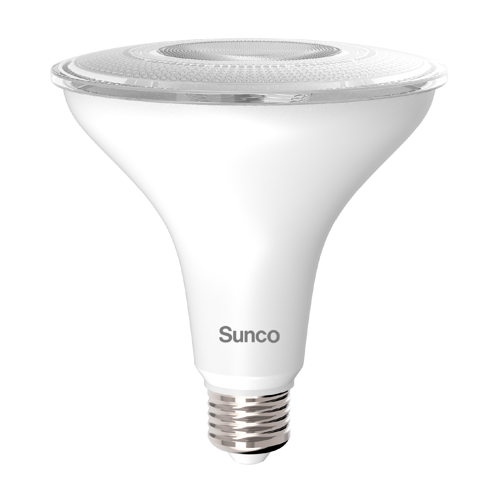 Sunco PAR38 LED Bulb Dusk to Dawn is wet rated for outdoor use and includes an E26 base. The Dusk to Dawn sensor automatically turns on the light bulb when no light is detected and turns light off at sunrise. A wet rated, 15W LED that is equivalent to a 120W light bulb. The narrow 40-degree bulb works well as a spotlight in landscape lighting to highlight sculpture or greenery or architectural details. With auto on/off functionality, you do not need a timer; it works without an app, too.