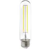 This automated T10 LED Filament Bulb with Dusk to Dawn features a photocell sensor to illuminate the LED to automatically turn on the light at night and turn it off in the morning. The clear glass housing shows off the LED filament inside. The light bulb is wet rated. Due to the Dusk to Dawn Sensor the bulb is for outdoor use. Automate porch lights and wall lanterns when the sun goes down with this light bulb. No timer is needed, just turn on the light switch and the sensor does all the work.
