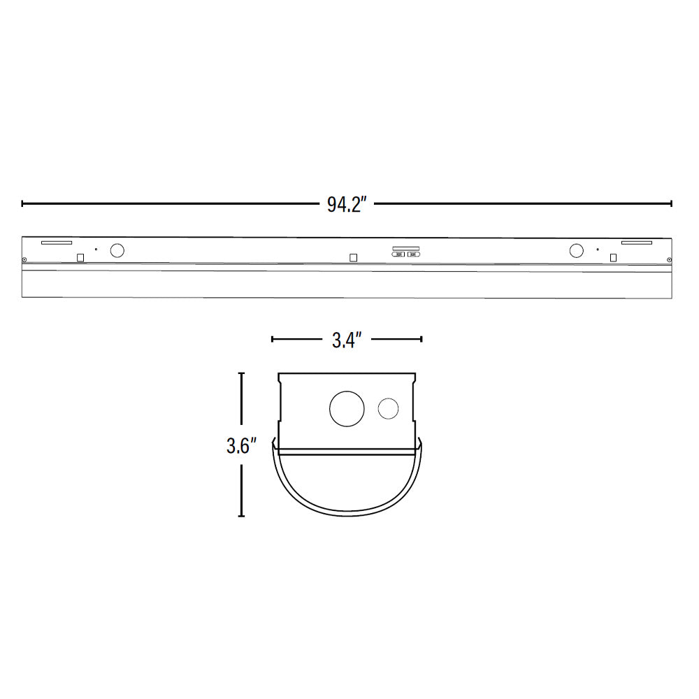 8ft LED Strip Light Fixture, 54W/46W/38W, Selectable Wattage & CCT, 7000 Lumens