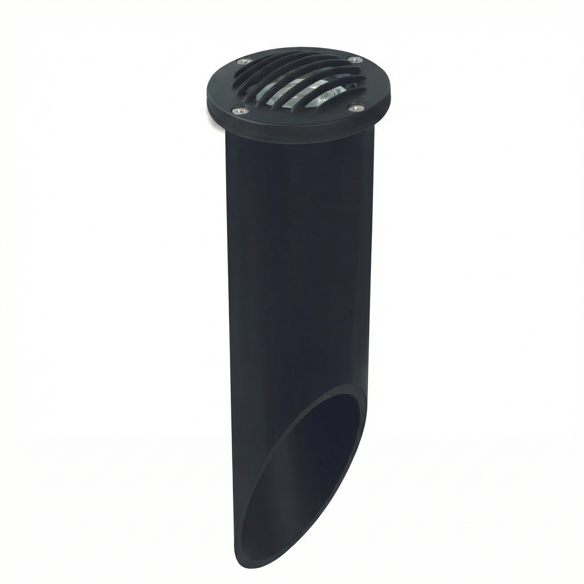 Black louvered deep-sleeve well light