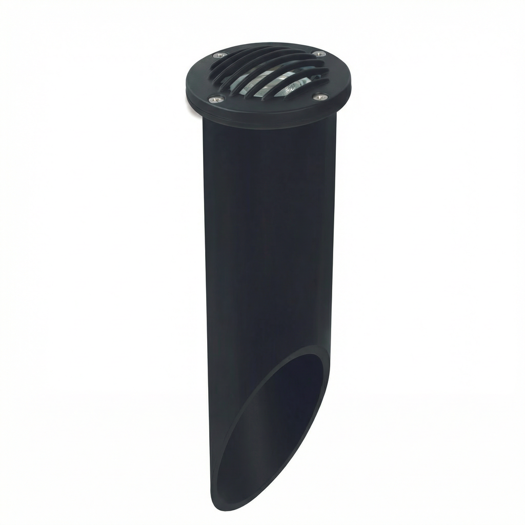 Black louvered deep-sleeve well light