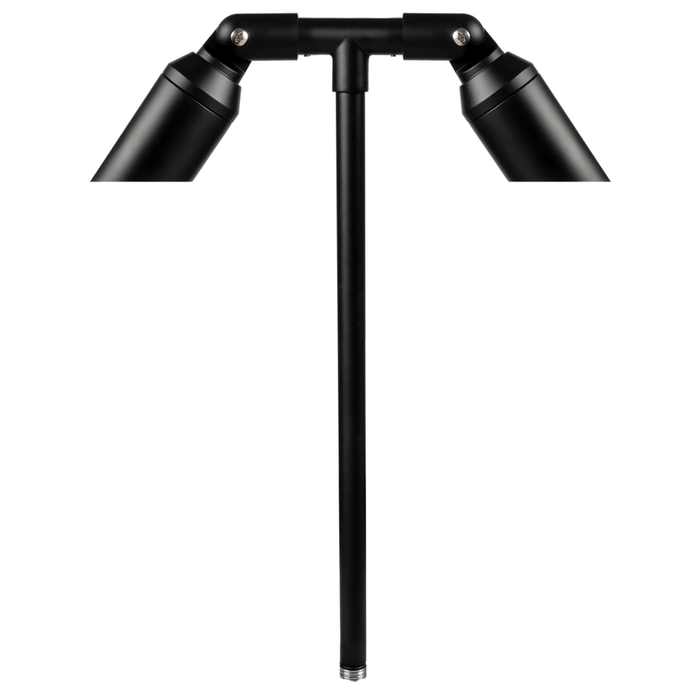 Slotted Double-Head Path Light in Black, close product view