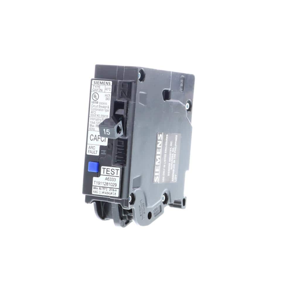Siemens 1-Pole Combination AFCI Plug-On Neutral Circuit Breaker, model QA120AFCNP, product label detail, image 6