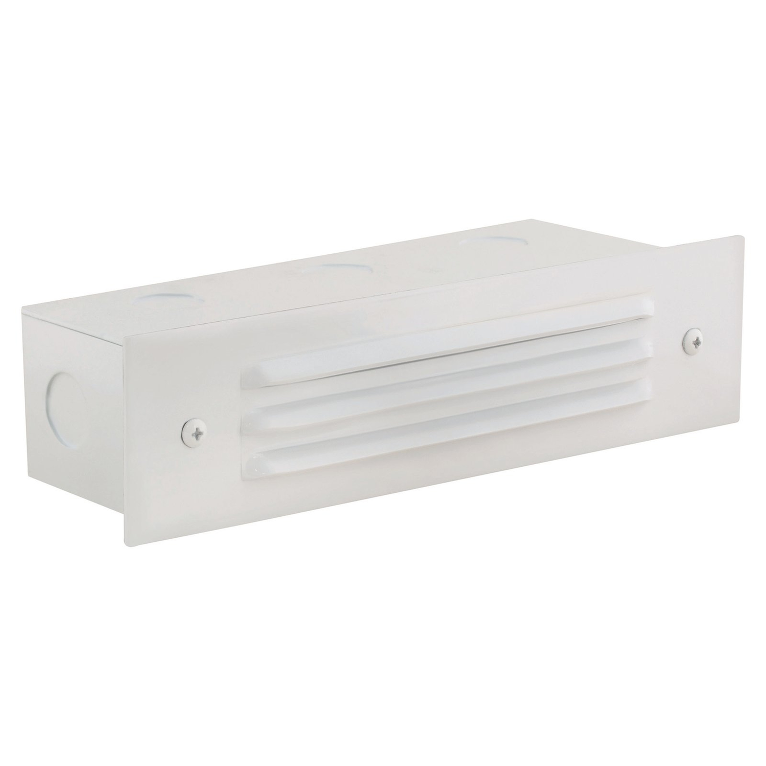White 3-louver brick step light - front product view