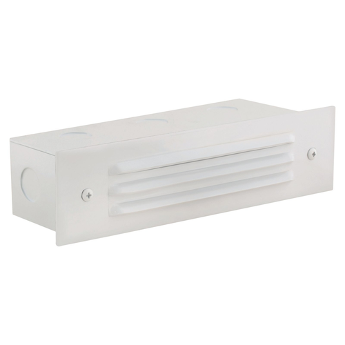 White 3-louver brick step light - front product view