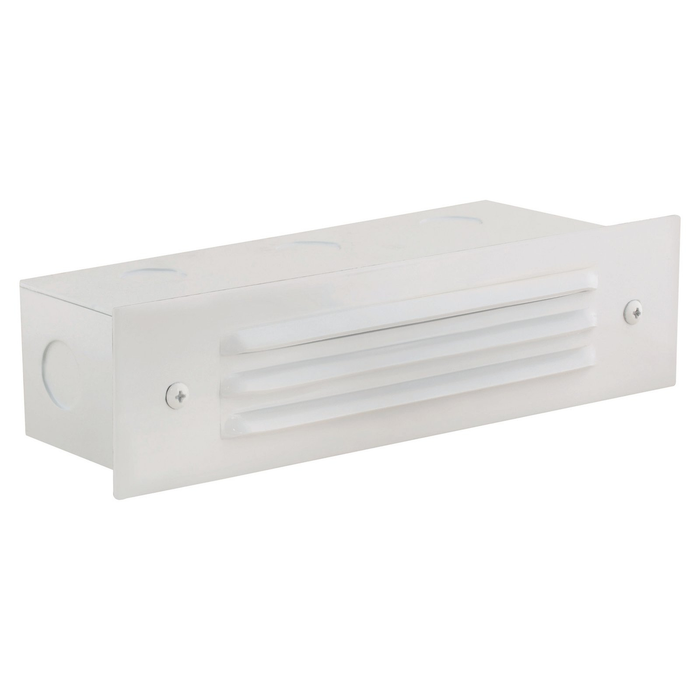 White 3-louver brick step light - front product view