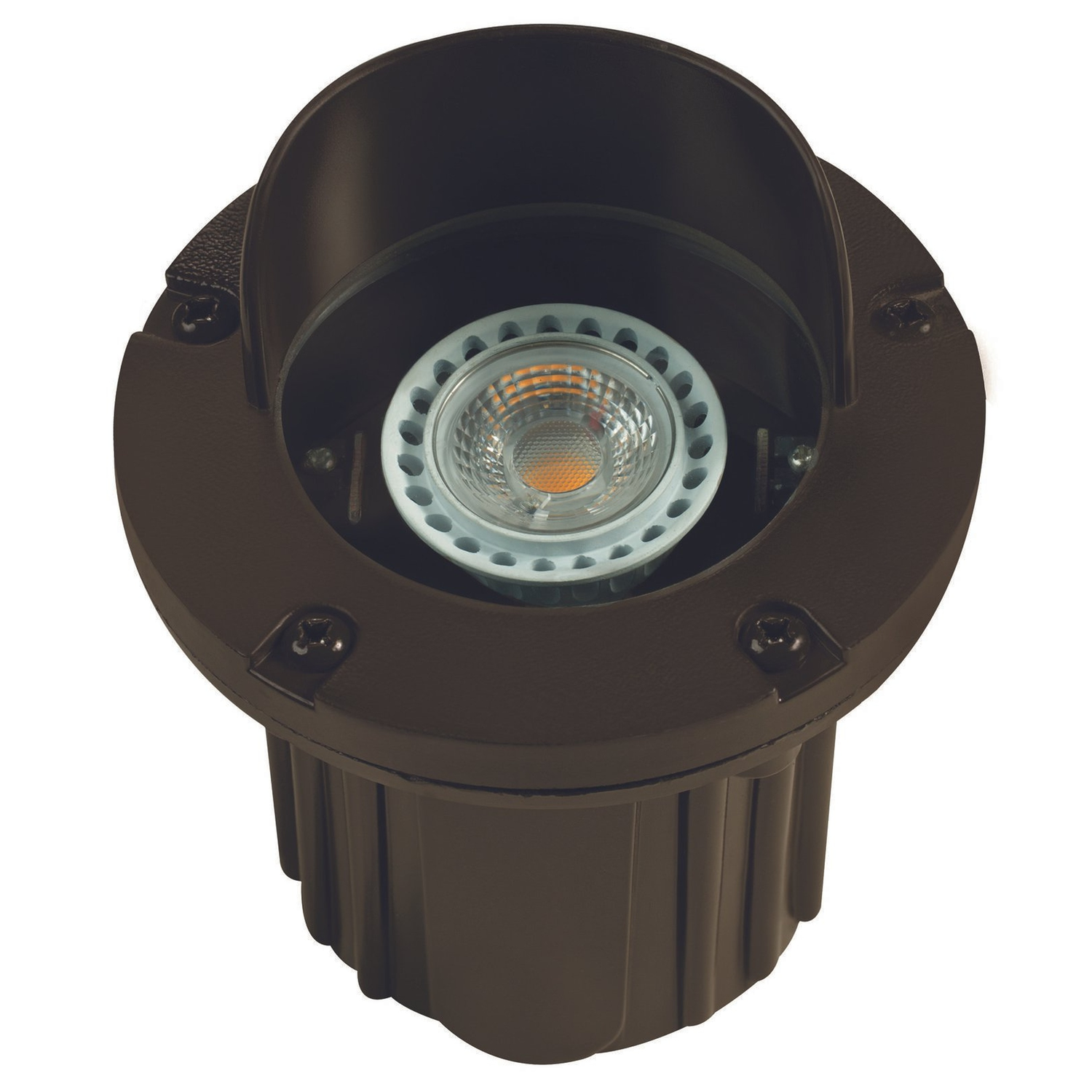 Bronze hooded adjustable round well light