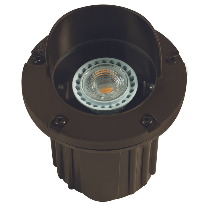 Bronze hooded adjustable round well light