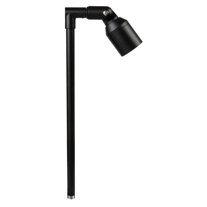 Hooded Stem Path Light in Black, close product view