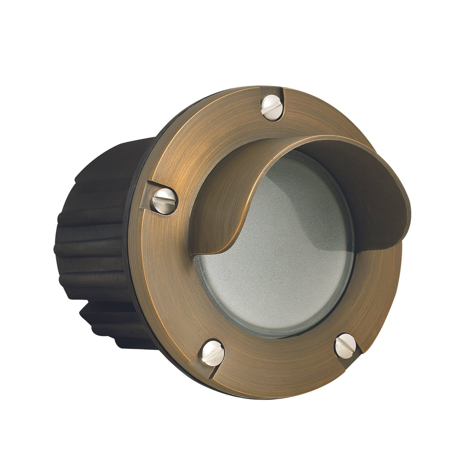 Brass Hooded Disc step light in Antique Bronze