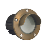 Brass Hooded Disc step light in Antique Bronze