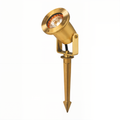 Natural brass directional landscape light with round lens
