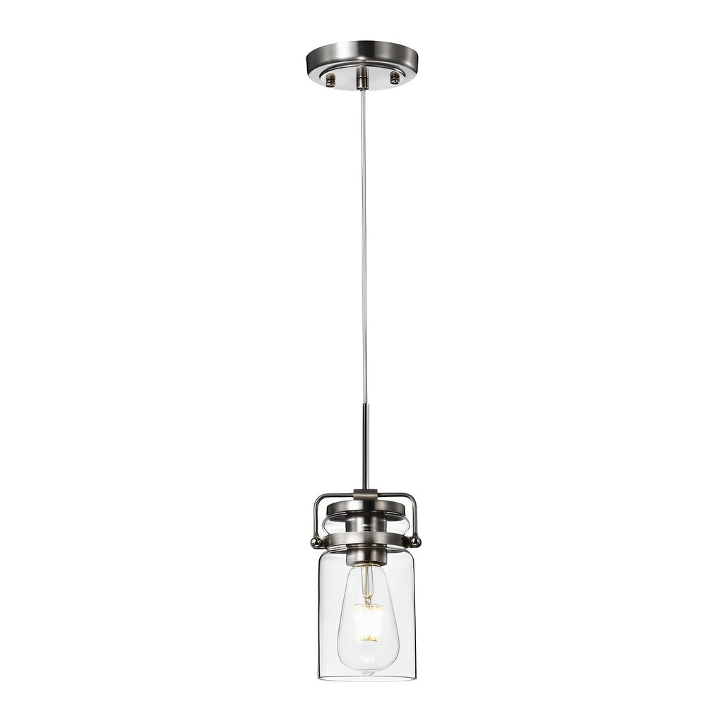 LED Mini Pendant Light Fixture - 8W - 800 Lumens - 2700K Soft White CCT - Energy Star & UL Listed - Satin Nickel Finish
