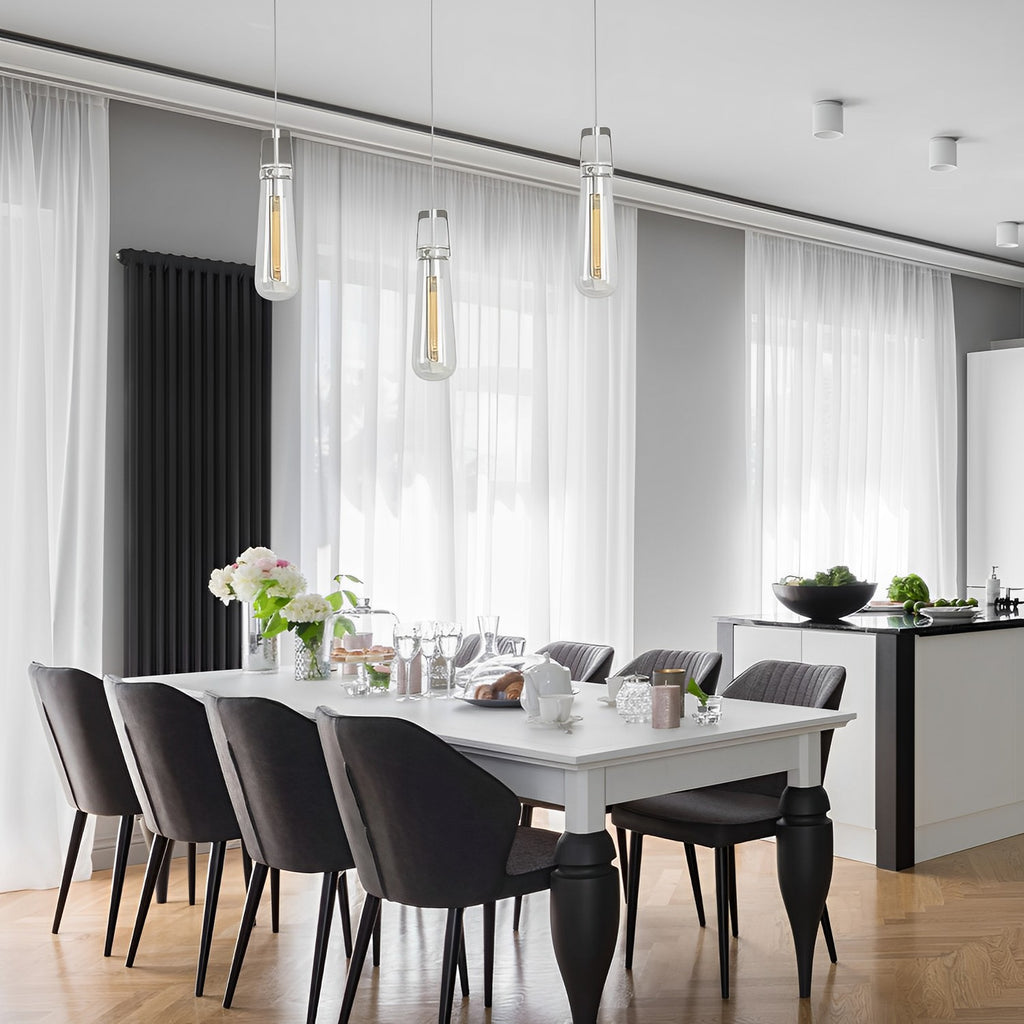 3 2/5" Wide Satin Nickel & Clear Glass LED Mini Pendant Light, P608D Series