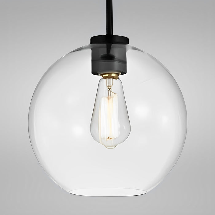 4 3/4" Wide Black & Clear Glass Orb LED Mini Pendant Light, P607D Series