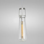 3 2/5" Wide Satin Nickel & Clear Glass LED Mini Pendant Light, P608D Series