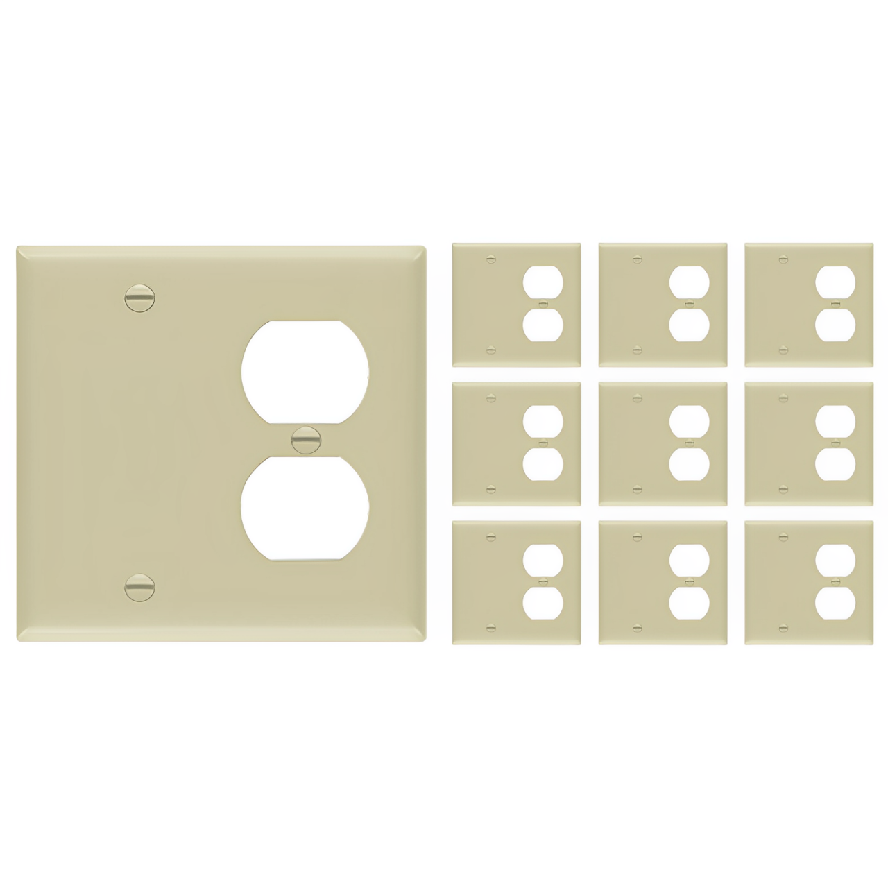 Enerlites Combination Two-Gang Wall Plate – Blank and Duplex Receptacle
