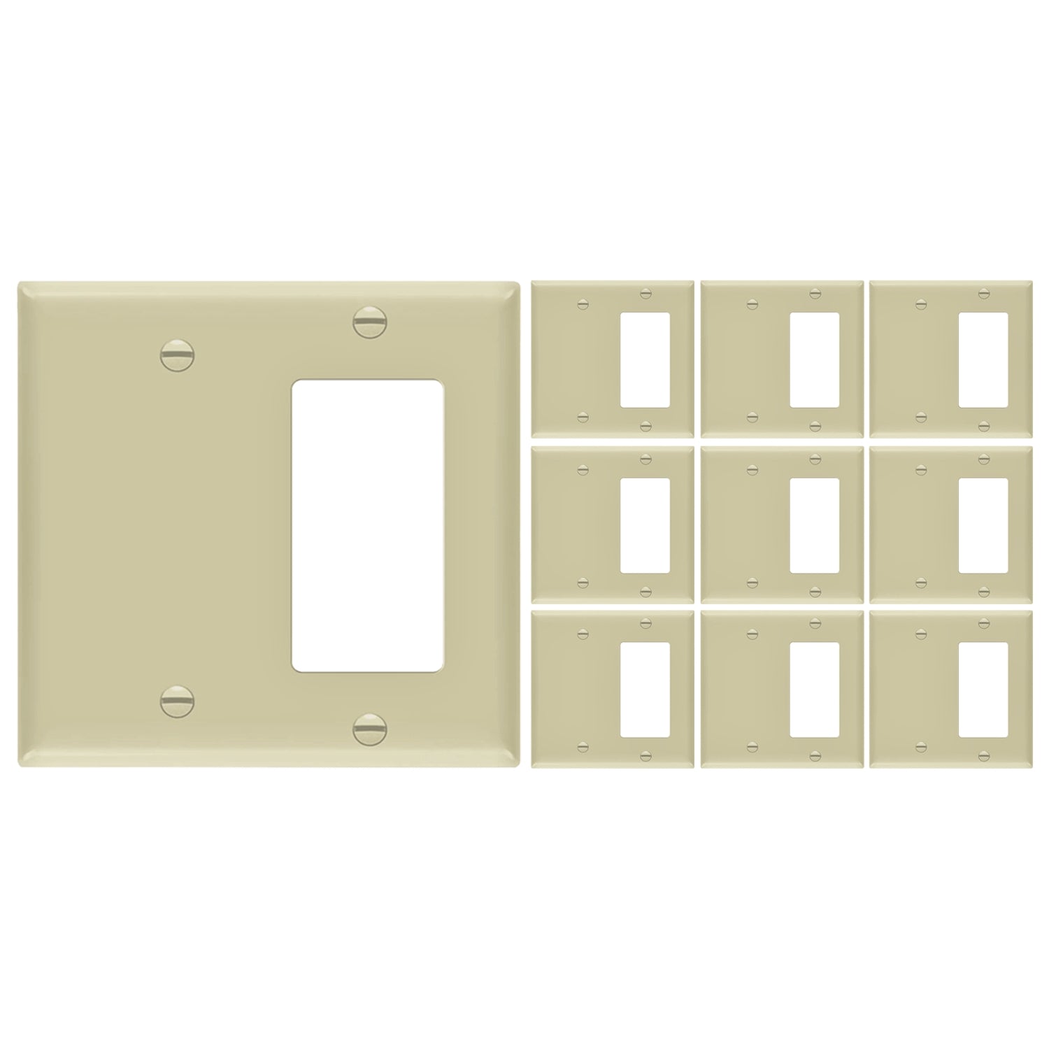 Enerlites Combination Two-Gang Wall Plate – Blank and Decorator/GFCI