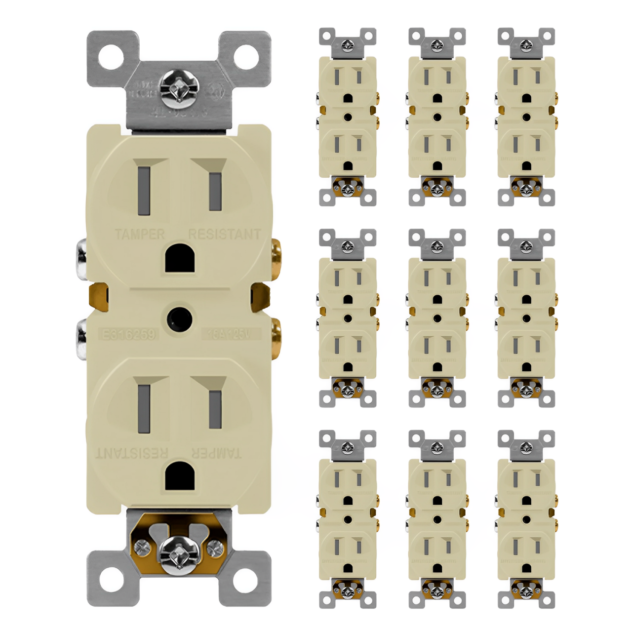 Enerlites Residential Grade 15A Self-Grounding Tamper-Resistant Duplex Receptacle