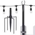 10ft String Light Pole, Black, Matte Finish