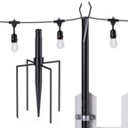 10ft String Light Pole, Black, Matte Finish