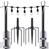 10ft String Light Pole, Black, Matte Finish