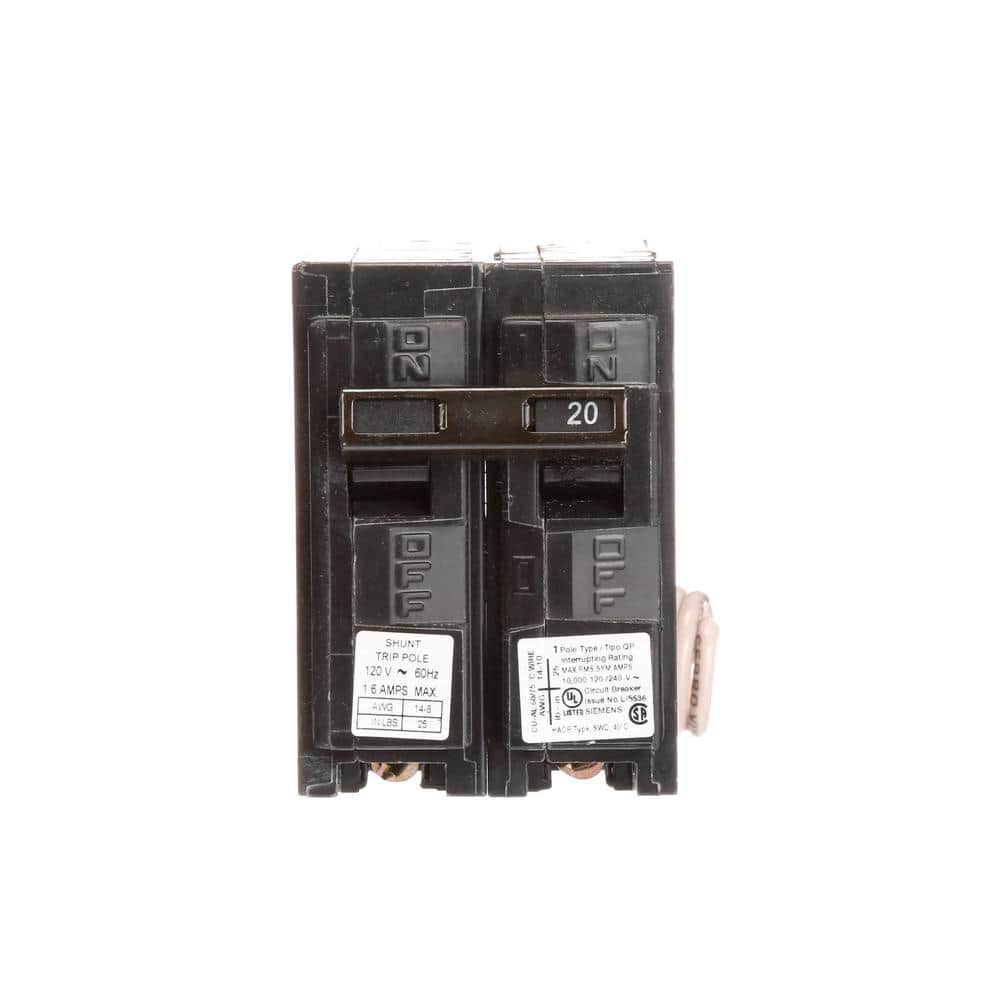 Siemens Type QP Circuit Breaker with Shunt Trip, model Q12000S01, product label detail, image 1