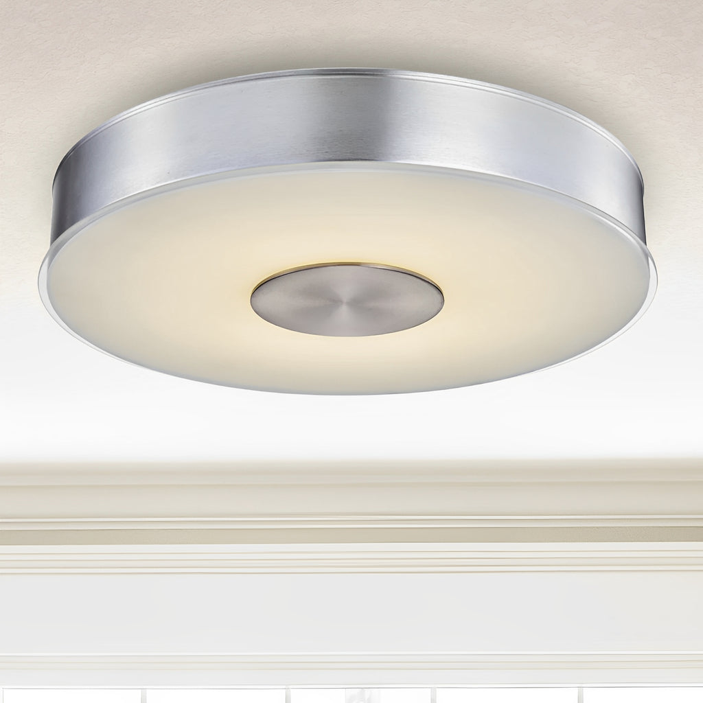 11 Inch Round LED Brushed Aluminum Ceiling Light, Fusion, Surface Mount, 1300 Lumens