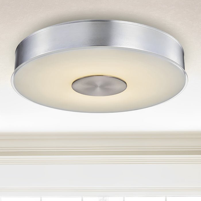 11 Inch Round LED Brushed Aluminum Ceiling Light, Fusion, Surface Mount, 1300 Lumens