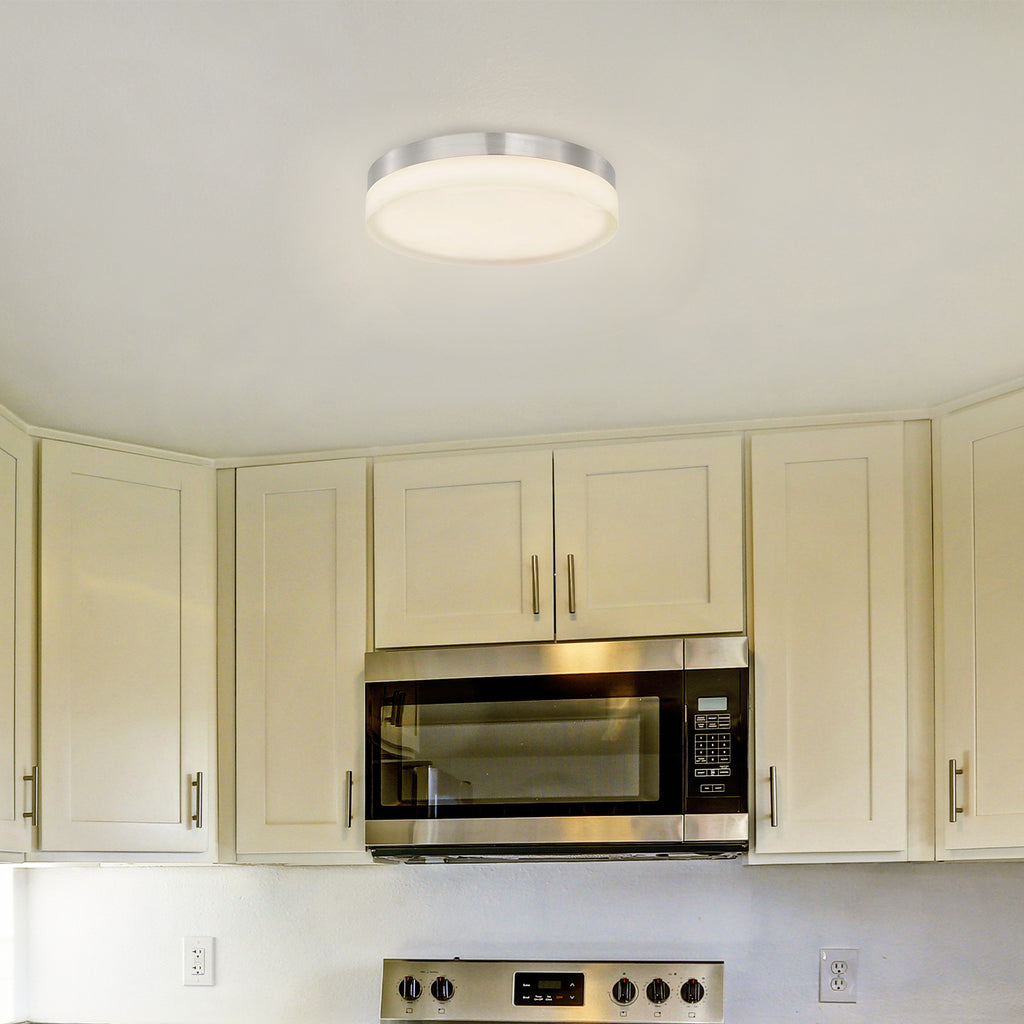 11 Inch Round LED Satin Nickel Ceiling Light, Surface Mount, 950 Lumens