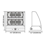 Dimension of 16200 Lumen Max, 120 Watt Rotatable LED Wall Pack Fixture, 5000K, IP65 Waterproof, 250-360W HPS and MH Replacement