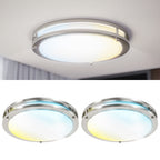 12 Inch Round LED Ceiling, Brushed Nickel, Selectable CCT, 1300 Lumens